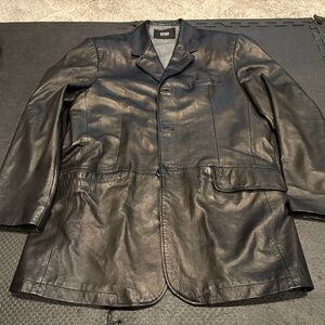 Hugo Boss Black Men's Sz 52 Lamb Anilin Leather Soft Jacket Coat